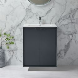 Hangend Wastafelmeubel 61cm Modern met Wastafel | Keuze Afwerking en Meubelegrepen | Edge