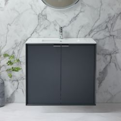 Hangend Wastafelmeubel 81cm Modern met Wastafel | Keuze Afwerkingen en Meubelegrepen | Edge