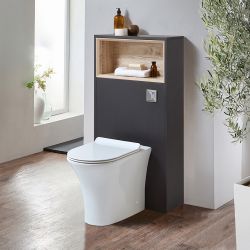 WC-Ombouw 60cm met Open Plank - Marbury Staand Toilet - Inbouw Reservoir | Keuze Afwerking en Spoelknop | Optie voor LED-Verlichting | Hoxton