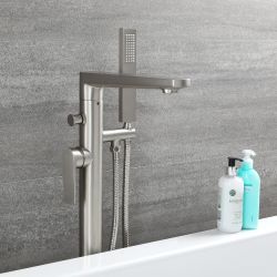 Vrijstaande Badmengkraan met Handdouche Geborsteld Nikkel | Harting