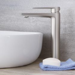 Hoge Wastafelmengkraan 1-Gats Geborsteld Nikkel | Harting