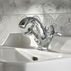 Wastafelmengkraan 1-Gats Art Deco met Pop-up Afvoerplug | Keuze Afwerking | Earlham