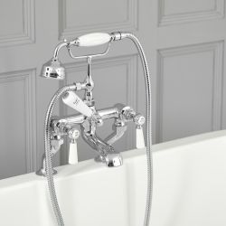 Badmengkraan Badbevestiging Klassiek Steel Handvat met Handdouche en Baduitloop | Kies de Afwerking | Elizabeth