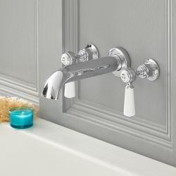 3-gats Badmengkraan Muurbevestiging Klassiek Steel Handvat | Kies de Afwerking | Elizabeth
