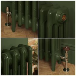 Gietijzeren Radiator met 4 Kolommen - Duck Green W55 van Farrow & Ball | 76cm Hoog  x  Kies de Breedte | Mercury