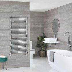 Handdoekradiator Dual Fuel / Hybride Chromen - Incl. Verwarmingselement, T-Stuk en Radiatorkranen | Keuze Afmeting | Arno