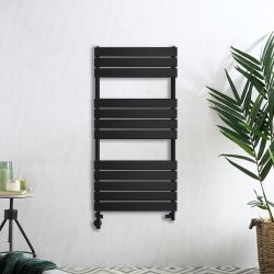 Handdoekradiator Dual Fuel / Hybride Zwart Vlak - Incl. Verwarmingselement en Dual Fuel Radiatorkranen | Keuze Afmeting en Optie voor Kabelafdekking | Lustro