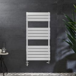 Handdoekradiator Dual Fuel / Hybride Wit Vlak - Incl. Verwarmingselement en Dual Fuel Radiatorkranen | Keuze Afmeting en Optie voor Kabelafdekking | Lustro