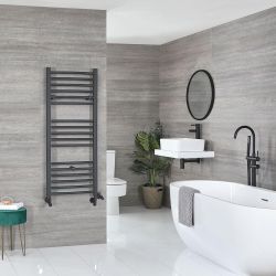 Handdoekradiator Dual Fuel / Hybride Antraciet Vlak - Incl. Verwarmingselement, T-Stuk en Radiatorkranen | Keuze Afmeting | Artle