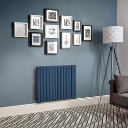 Design Radiator Elektrisch Horizontaal 63,5cm Hoog Blauw (Deep See Blue) | Keuze Afmeting en Opties voor Thermostaat en Kabelafdekking | Revive