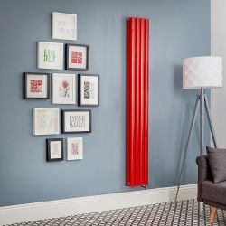 Design Radiator Elektrisch Verticaal - Rood (Siamese Red) | Keuze Afmeting en Opties voor Thermostaat, WiFi Verwarmingselement en Kabelafdekking | Revive