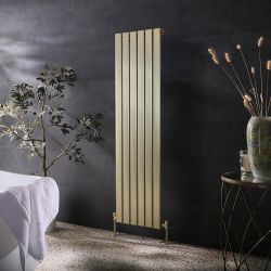 Design Radiator Verticaal 160cm x 45cm Vlak Paneel Ontwerp - Satijn Goud | Alpha