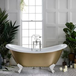 Vrijstaand Bad met Twee Rugleuningen Klassiek 175cm x 73cm | Keuze Metallic Afwerking Bad en Afwerking Badpoten | Oxford