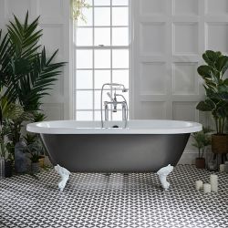 Vrijstaand Bad met Twee Rugleuningen Klassiek 178cm x 82,5cm | Keuze Metallic Afwerking Bad en Afwerking Badpoten | Oxford