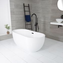 Vrijstaand Bad Ovaal Modern Dubbelzijdig Glanzend Wit 180cm x 75cm | Keuze Afwerking Overloop | Otterton