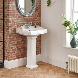 Wastafel met Zuil Klassiek 59cm 1 x Kraangat Wit | Windsor