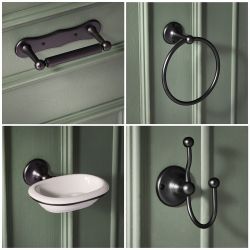 Badkameraccessoires 4-Delige Set Klassiek Zwart | Elizabeth