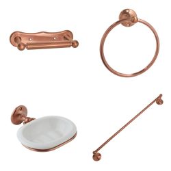 Badkameraccessoireset 4-Delig Klassiek - Satijn Koper | Elizabeth