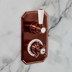 Hudson Reed Elizabeth - Douchekraan Thermostatisch Inbouw 2-Weg Klassiek met Omstel - Satijn Koper