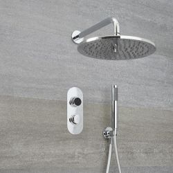 2-weg Digitale Thermostaatkraan + d.20cm Regendouchekop Muurbevestiging & Handdouchecombi | Narus