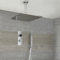 2-weg Digitale Thermostaatkraan 20 x 20cm Regendouchekop Plafondbevestiging & Handdouchecombi | Narus