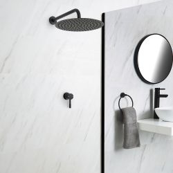 Nox  Inbouw Douchemengkraan & d.30cm Ronde Douchekop Zwart