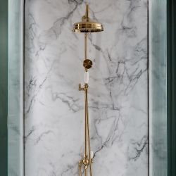 Douchekolom met 19cm Ronde Douchekop en Handdouche - Satijn Goud | Elizabeth