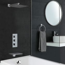 Douchekraan Thermostatisch Inbouw 2-Weg met Douchekop en Badvuller met Waterval Chroom | Kubix