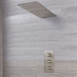 Doucheset - 2-Weg Thermostatische Douchekraan en Douchekop met Watervaleffect Geborsteld Nikkel | Harting