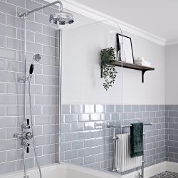 Douchekolom Klassiek 2-Weg Thermostatische Opbouw Douchekraan, Ronde Douchekop en Handdouche Chroom en Zwart | Elizabeth
