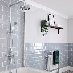 Douchekolom Klassiek 2-Weg Thermostatische Opbouw Douchekraan, Ronde Douchekop en Handdouche Chroom en Wit | Elizabeth