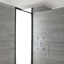 Doucheset - 3-Weg Thermostatische Douchekraan met Omstel, Douchekop, Handdouche, Vier Zijdouches Chroom | Kubix