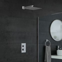 Doucheset Inbouw 1-Weg Thermostatisch 30cm Vierkante Douchekop Chroom | Kubix