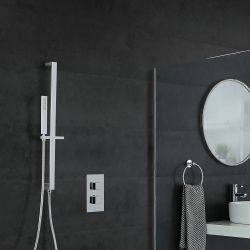 Doucheset Inbouw 1-Weg Thermostatisch Glijstanguitrusting Chroom | Kubix