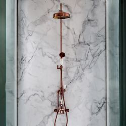 Hudson Reed Elizabeth - Douchekolom met Thermostatische Opbouw Douchekraan, Douchekop en Handdouche - Klassiek Satijn Koper