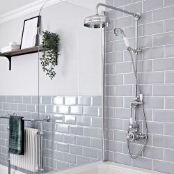 Hudson Reed Elizabeth - Douchekolom Klassiek Opbouw 2-Weg Thermostatisch met 19cm Ronde Douchekop en Handdouche Chroom en Wit