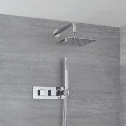 2-Weg Thermostatische Douchekraan met Omstel, 20cm Vierkante Douchekop en Handdouche | Kubix