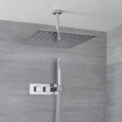 2-weg Inbouw Thermostaatkraan 40 x 40cm Douchekop  en Handdoucheset | Kubix