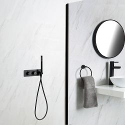 Douchekraan met Omstel en Handdouche Thermostatisch Zwart | Nox