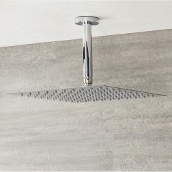 Vierkante Douchekop 40cm met Plafond Douchearm Modern - Chroom | Kubix