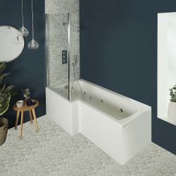 Whirlpool Vierkant Spa Douchebad met Badwand - Keuze Water- en Luchtjets, Afmetingen en Panelen | Sandford