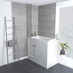 Diep Inloopbad met Gemakkelijke Toegang 121cm x 66cm | Kies uit Linker- of Rechteruitvoering | Optie Badwand | Merso