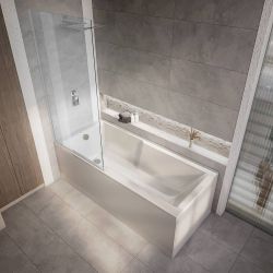 Douchebad Modern 170cm x 75cm met Vierkante Douchezone | Keuze Afwerking Badwand en Optie Badpanelen Toe te Voegen | Sandford