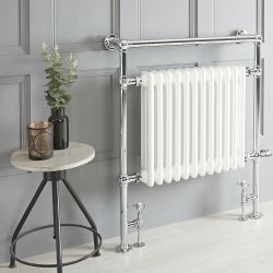 Handdoekradiator Dual Fuel / Hybride Klassiek Wit 79cm x 93cm Optionele Wifi Thermostaat en Kabelafdekking | Elizabeth
