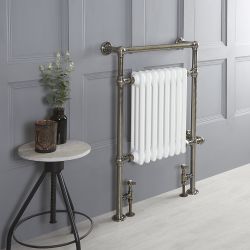 Handdoekradiator Dual Fuel / Hybride Klassiek 62cm x 93cm - Donker Geborsteld Messing | Keuze Wifi-Thermostaat en Kabelafdekking | Elizabeth