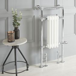 Handdoekradiator Dual Fuel / Hybride Klassiek Wit 45cm x 93cm Optionele Wifi Thermostaat en Kabelafdekking | Elizabeth