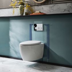 Hangend Toilet Randloos Modern Wit met Kort Muurframe | Keuze Bedieningsplaat | Kenton