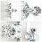 Hudson Reed Elizabeth - Douchekolom Klassiek 3-Weg Thermostatische Opbouw Douchekraan, Douchekop, Handdouche, Muurbaduitloop Chroom en Wit