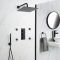 Doucheset - 3-Weg Thermostatische Douchekraan met Omstel, Vierkante Douchekop, Handdouche, en Zijdouches Zwart | Nox
