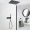 Doucheset - 2-Weg Thermostatische Douchekraan met Omstel, Verzonken Plafond Douchekop en Handdouche Zwart | Nox